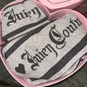 Juicy Couture Original Vintage Scarf and Hat Box Set - Black and Grey
